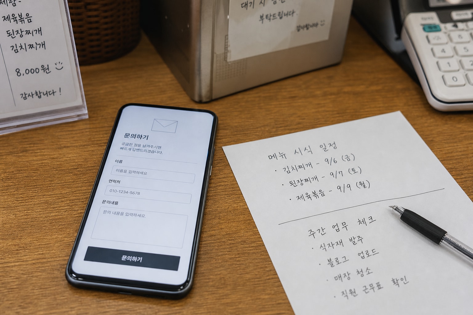 모바일 문의 폼 화면 확인